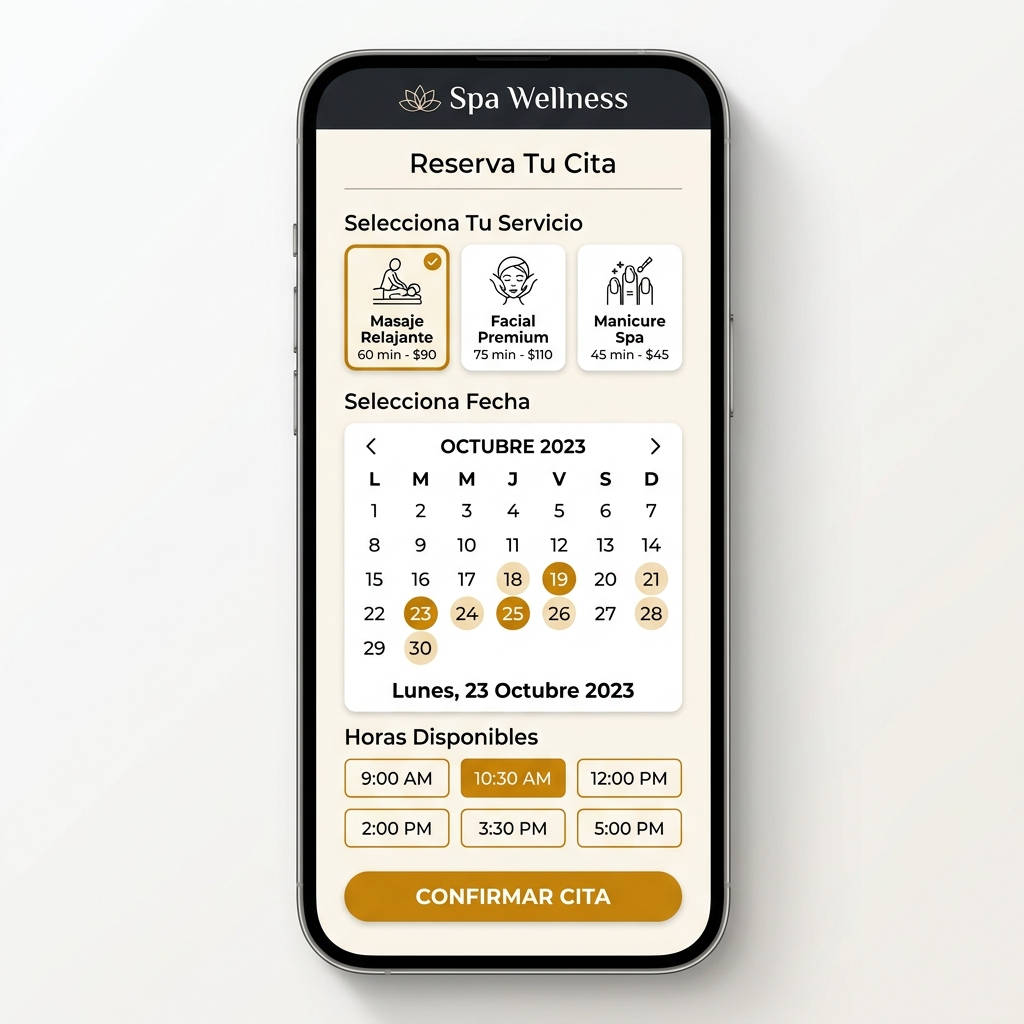 Sistema de reservaciones online - vista móvil